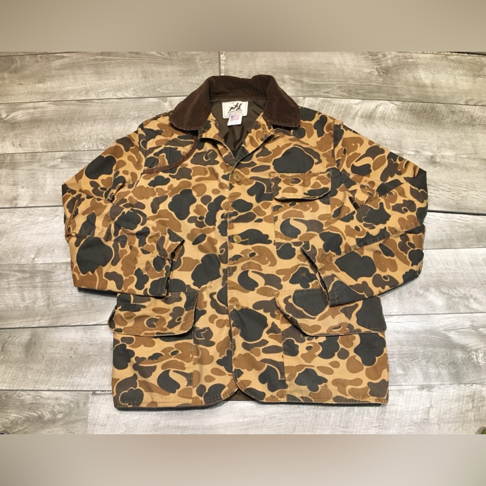 Vintage American Field Jacket Coat Hunting Cotton Mens Shooting Brown Size Large